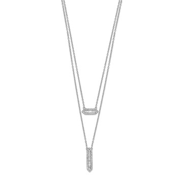 14k White Gold 3/8 carat Baguette Diamond Double Strand 18 inch Necklace — alternate view