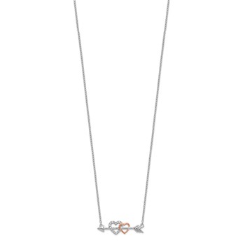 14k Two-tone 1/20 carat Diamond Hearts on Arrow 18 inch Necklace — alternate view