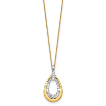True Origin 14K Two Tone Yellow and White Gold 5/8 carat Lab Grown Diamond VS+ F+ 18 in Complete Teardrop Necklace — alternate view