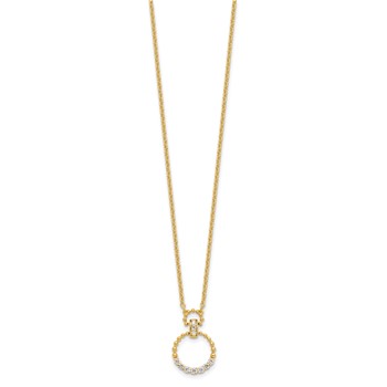 14k 1/4 carat Lab Grown Diamond VS/SI+ G+ Circle 18 inch Pendant Necklace — alternate view