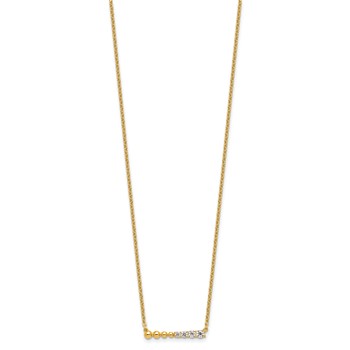 14k 1/4 carat Lab Grown Diamond VS/SI+ G+ Beaded Bar 18 inch Necklace — alternate view