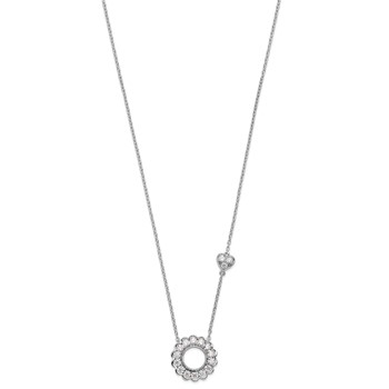14k White Gold 3/4 carat Lab Grown Diamond VS/SI+ G+ Complete 18 inch Fashion Heart and Circle Necklace — alternate view