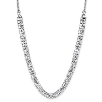 14k White Gold 3 1/3 carat Lab Grown Diamond VS/SI+ G+ Adjustable 13.5 to 24 inch Double Row Tennis Bolo Necklace