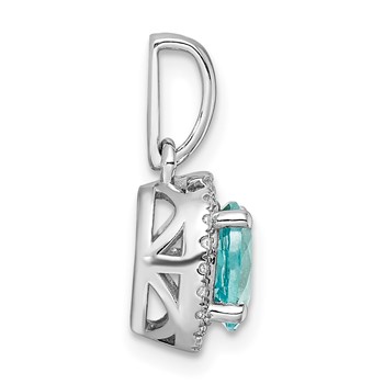 Pure Serenity 14k White Gold 1/10 carat Lab Grown Diamond VS/SI+ G+ and Lab Created Paraiba Teardrop Pendant — alternate view