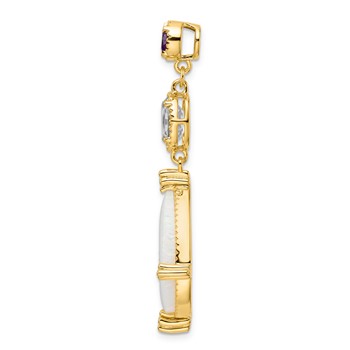 YG Sterling Created Pear Opal & AM/GQ Pendant w/ chain — alternate view