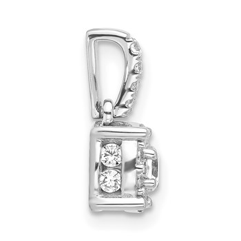 Sterling Silver Rd Center CZ Round Halo Semi-mount Pendant — alternate view