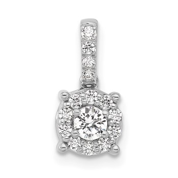 Sterling Silver Rd Center CZ Round Halo Semi-mount Pendant
