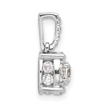 Sterling Silver Rd Center CZ Round Halo Semi-mount Pendant — alternate view