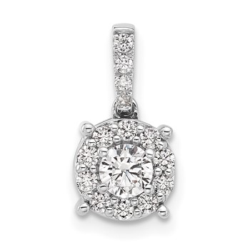 Sterling Silver Rd Center CZ Round Halo Semi-mount Pendant