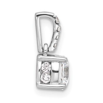 Sterling Silver Round Center CZ Semi-mount Pendant — alternate view