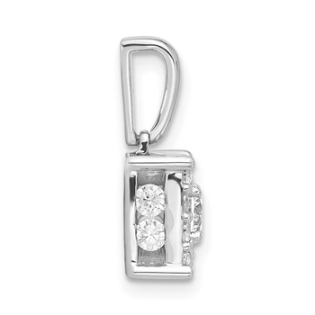 Sterling Silver Rd Center CZ Square Halo Semi-mount Pendant — alternate view