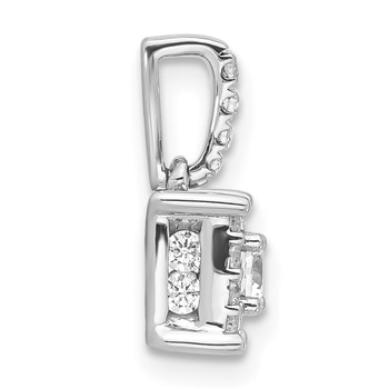 Sterling Silver Rd Center CZ Square Halo Semi-mount Pendant — alternate view