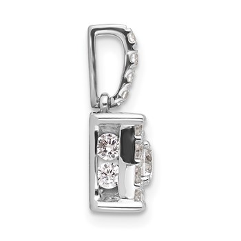Sterling Silver Rd Center CZ Square Halo Semi-mount Pendant — alternate view