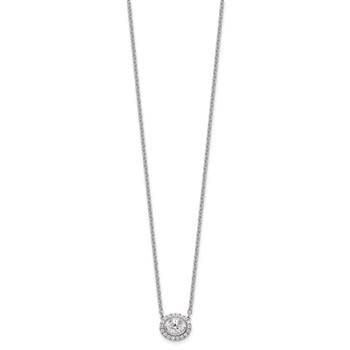 14k White Gold 5/8 carat Lab Grown Diamond VS/SI+ G+ Oval 18 inch Necklace — alternate view