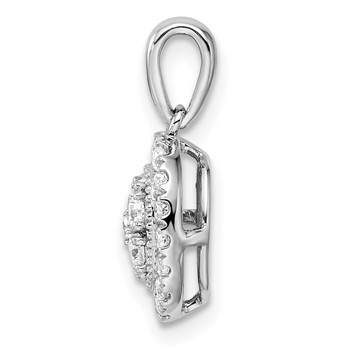 14k White Gold 3/8 carat Lab Grown Diamond VS/SI Oval Halo Pendant — alternate view