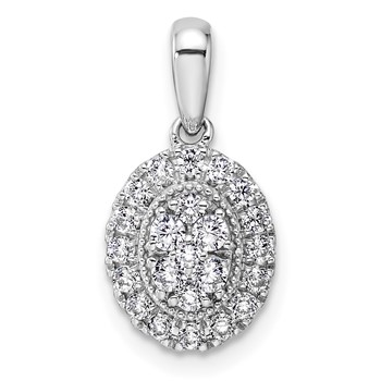14k White Gold 3/8 carat Lab Grown Diamond VS/SI Oval Halo Pendant