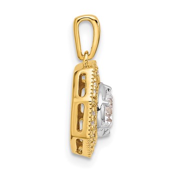 14k Two-tone 3/4 carat Lab Grown Diamond VS/SI+ G+ Octogon Halo Pendant — alternate view