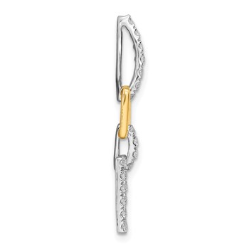 14k Two-Tone 1/2 carat Lab Grown Diamond VS/SI+ G+ Dangle Square Chain Slide Pendant — alternate view