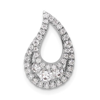 14k White Gold 1/2 carat Lab Grown Diamond VS/SI+ G+ Complete Teardrop Cluster Chain Slide Pendant