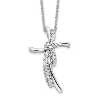 14k White Gold 1/8 carat Lab Grown Diamond VS/SI+ G+ Complete 18 inch Cross Pendant Necklace