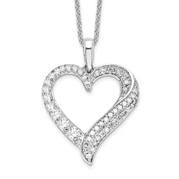 14k White Gold 1/2 carat Lab Grown Diamond VS/SI+ G+ Complete 18 inch Heart Pendant Necklace