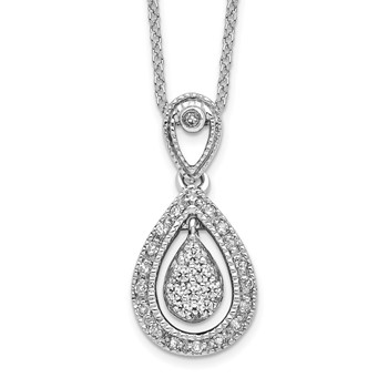 14k White Gold 1/5 carat Lab Grown Diamond VS/SI+ G+ Complete 18 inch Teardrop Pendant Necklace