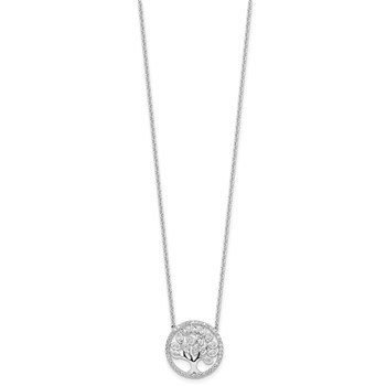 14k White Gold 1/3 carat Lab Grown Diamond VS/SI+ G+ Complete 18 inch Tree of Life Necklace — alternate view