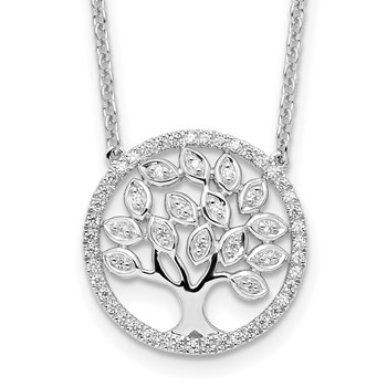 14k White Gold 1/3 carat Lab Grown Diamond VS/SI+ G+ Complete 18 inch Tree of Life Necklace