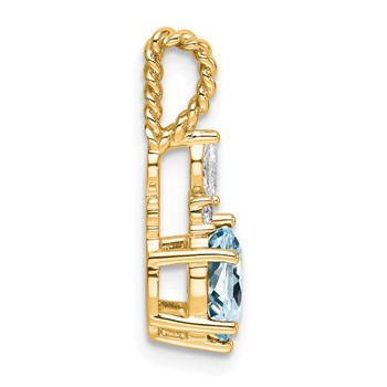 14K Diamond and 7x5 Oval March/Aquamarine Twisted Chain Slide — alternate view
