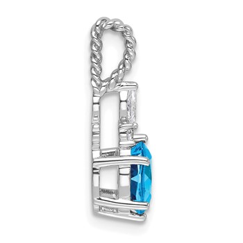 14K White Gold Diamond and 7x5 Oval December/Blue Topaz Twisted Chain Slide — alternate view