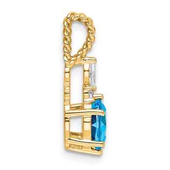 14K Diamond and 7x5 Oval December/Blue Topaz Twisted Chain Slide — alternate view