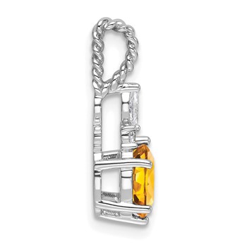 14K White Gold Diamond and 7x5 Oval November/Citrine Twisted Chain Slide — alternate view