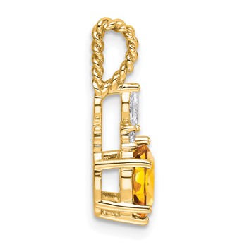 14K Diamond and 7x5 Oval November/Citrine Twisted Chain Slide — alternate view