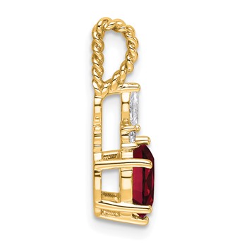 14K Diamond and 7x5 Oval July/Lab Created Ruby Twisted Chain Slide — alternate view