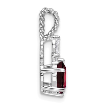 14K White Gold Diamond and 7x5 Oval January/Garnet Twisted Chain Slide — alternate view