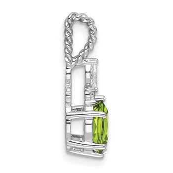 14K White Gold Diamond and 7x5 Oval August/Peridot Twisted Chain Slide — alternate view