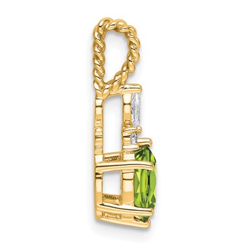 14K Diamond and 7x5 Oval August/Peridot Twisted Chain Slide — alternate view