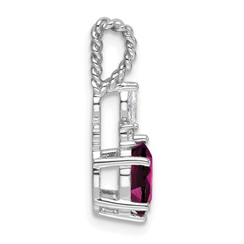 14K White Gold Diamond and 7x5 Oval June/Rhodolite Garnet Twisted Chain Slide — alternate view