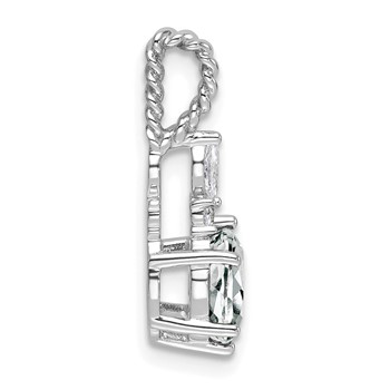 14K White Gold Diamond and 7x5 Oval April/White Topaz Twisted Chain Slide — alternate view