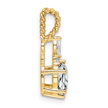 14K Diamond and 7x5 Oval April/White Topaz Twisted Chain Slide — alternate view