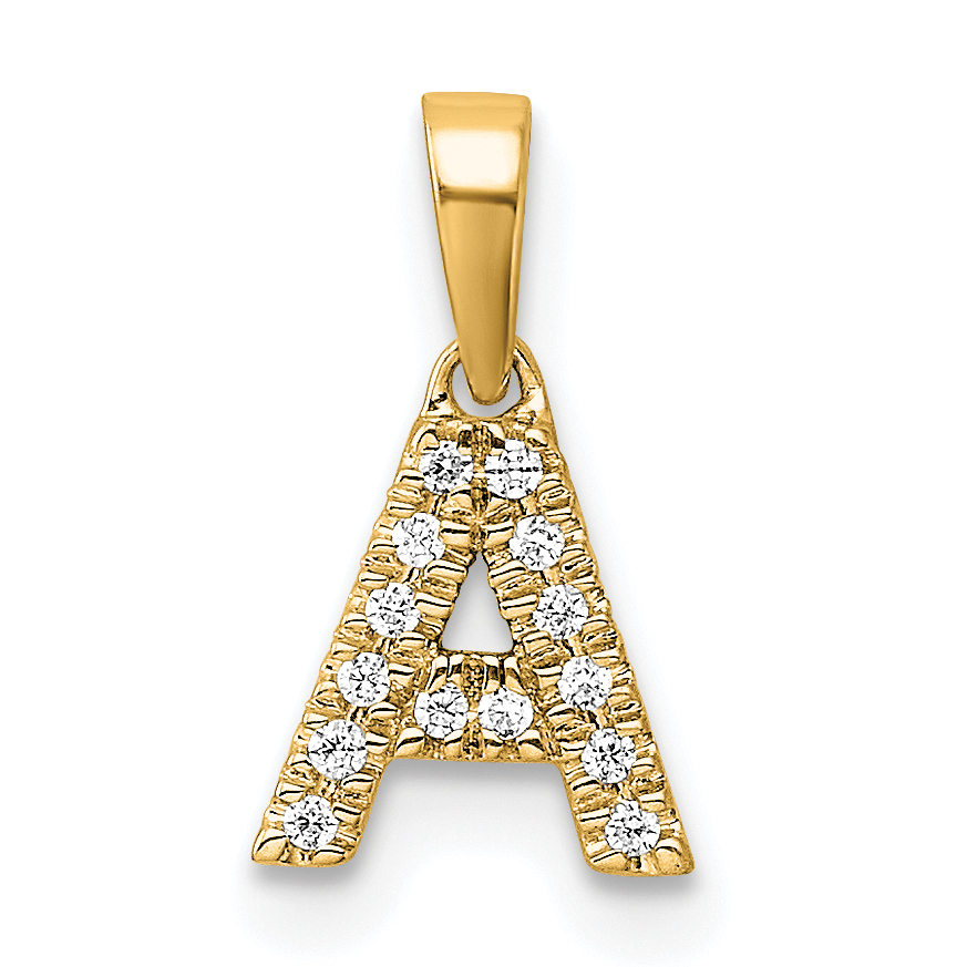 10k 1/20 carat Diamond Letter A Initial with Bail Pendant