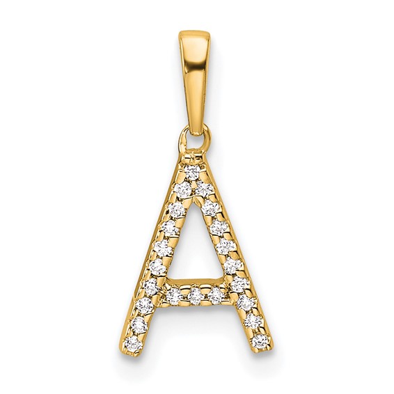Image of 14K Diamond Letter A Initial Pendant