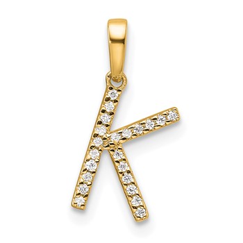 14K Rose Diamond Letter K Initial Pendant