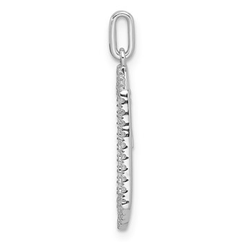 Sterling Silver Initial T in CZ Hexegon Frame Pendant — alternate view