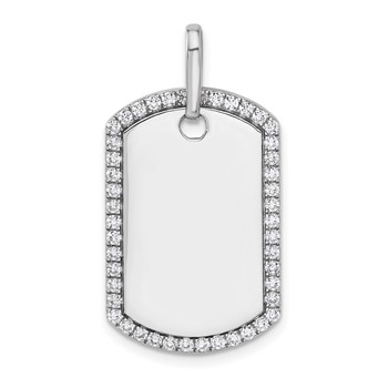 14k White Gold Personalized Diamond Dog Tag Charm