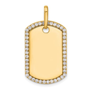 14k Yellow Gold Personalized Diamond Dog Tag Charm
