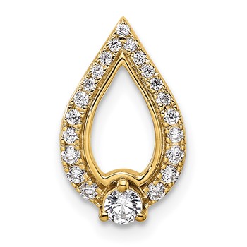 14k Polished 1/4 carat Diamond Teardrop Chain Slide