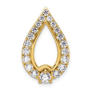 14k 1 carat Lab Grown Diamond VS/SI+ G+ Teardrop Chain Slide Pendant