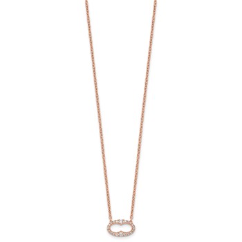 14k Rose Gold 1/4 carat Diamond Oval 18 inch Necklace — alternate view