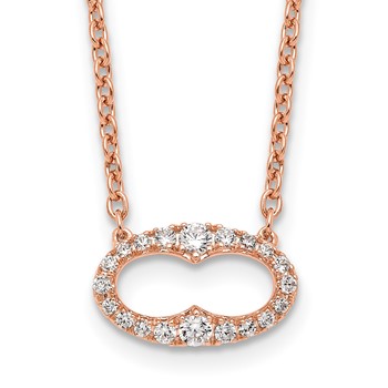 14k Rose Gold 1/4 carat Diamond Oval 18 inch Necklace
